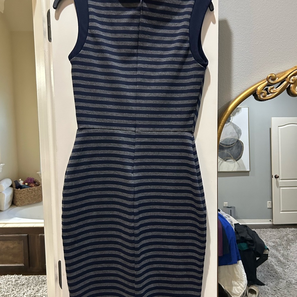 Navy Striped Sleeveless Dress
